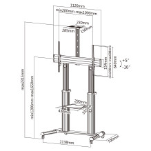 EQUIP 650605 TV Wagen Min. 152,4 cm (60") Max. 2,54 m (100") Max. VESA 1000 x 600 mm 100 kg Aluminium EQUIP 650605 TV Wagen Min. 152,4 cm (60") Max. 2,54 m (100") Max. VESA 1000 x 600 mm 100 kg Aluminium