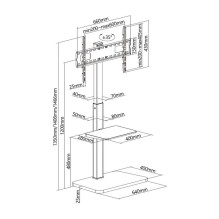EQUIP 650613 TV-Bodenständer Min. 94 cm (37") Max. 190,5 cm (75") Max. VESA 600 x 400 mm 40 kg Schwarz EQUIP 650613 TV-Bodenständer Min. 94 cm (37") Max. 190,5 cm (75") Max. VESA 600 x 400 mm 40 kg Schwarz
