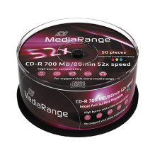 MediaRange CD-R 700MB / 80min Printable 52x Cake 50