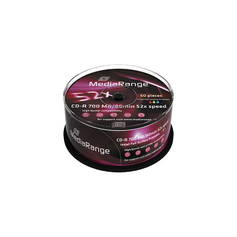 MediaRange CD-R 700MB / 80min Printable 52x Cake 50