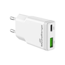 MediaRange Ladegerät 30W 2-Port 1x USB-A / 1x USB-C GaN, weiß
