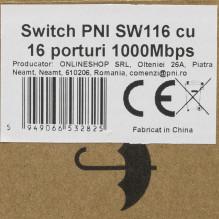Switch PNI SW116, 16 x 10 / 100 / 1000 Mbps, Gigabit, metal case Switch PNI SW116, 16 x 10 / 100 / 1000 Mbps, Gigabit, metal case