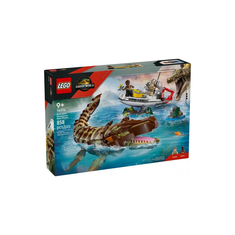 Žaislų Rinkinys - Lego 76974 Jurassic World Mosasaurus Boat Mission 3 Minifigures