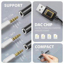 USB-C ADAPTERIS Į GARSO 3,5 MM / DAC 0,1M ADA-HA AXAGON
