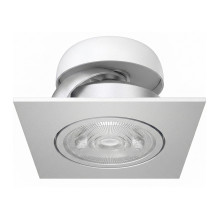 Synergy 21 LED recessed ceiling spotlight Helios silver, square+swivel, warm white
