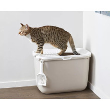 SAVIC HOP kavos rudos spalvos su baltu dangteliu - Cat Kraiko dėžė - 58.5x39x39.5 cm - 1 vnt.