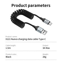 Cable USB A to C Hoco PD 3A 1,5 m X121 black Cable USB A to C Hoco PD 3A 1,5 m X121 black