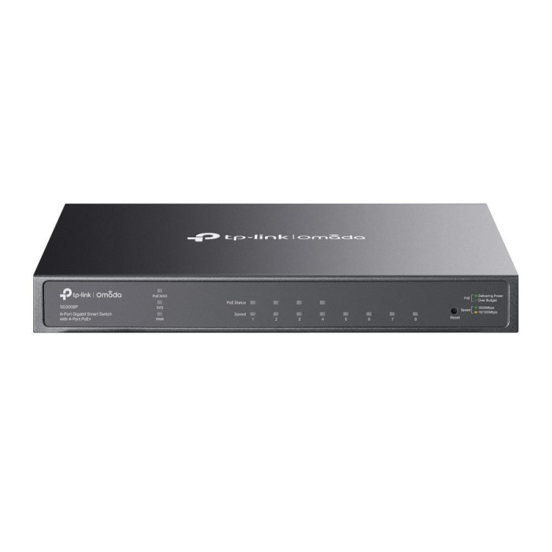 SwitchTP-LINKOmadaTL-SG2008PType L2+Desktop / pedestal8x10Base-T / 100Base-TX / 1000Base-TPoE+ ports 462 WattsTL-SG2008P