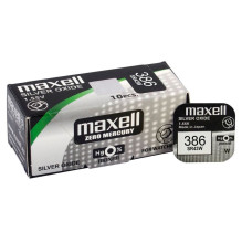 386 batteries 1.55V Maxell silver-oxide SR43SW in a package of 1 pc.