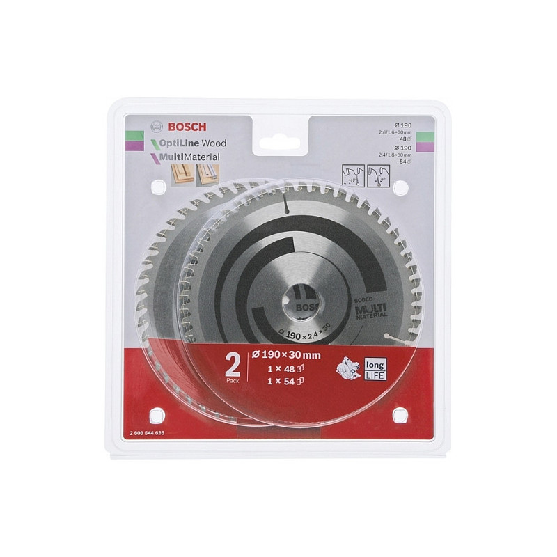 1x Optiline Wood + 1x Multi Material saw blade set