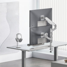 Ergo Office Mount / Hanger for 2 Monitors, Gas Spring, 17"-32", 1-10 kg, Matte White, ER-692 W Ergo Office Mount / Hanger for 2 Monitors, Gas Spring, 17"-32", 1-10 kg, Matte White, ER-692 W