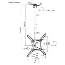 Maclean Ceiling Mount for TV, max. load 35 kg, 23-55", max. VESA 400x400, MC-174 Maclean Ceiling Mount for TV, max. load 35 kg, 23-55", max. VESA 400x400, MC-174