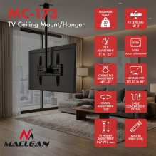 Maclean Ceiling Mount for TV, max. load 50 kg, 37-86", max. VESA 600x400, MC-173