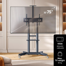 TV SET ACC MOBILE STAND / 32-75" / GRAPHITE TS1571-G ONKRON TV SET ACC MOBILE STAND / 32-75" / GRAPHITE TS1571-G ONKRON