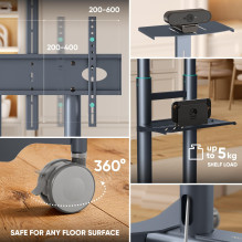TV SET ACC MOBILE STAND / 32-75" / GRAPHITE TS1571-G ONKRON TV SET ACC MOBILE STAND / 32-75" / GRAPHITE TS1571-G ONKRON