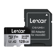 Atminties kortelė - Lexar High-Performance Silver Plus microSDXC 128GB 205 MB / s, Atsparus Vandeniui Atminties kortelė - Lexar High-Performance Silver Plus microSDXC 128GB 205 MB / s, Atsparus Vandeniui