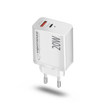 Įkroviklis - Esperanza EZC105W 20W Greitas Įkrovimas 3.0 USB-C ir A Baltas Įkroviklis - Esperanza EZC105W 20W Greitas Įkrovimas 3.0 USB-C ir A Baltas