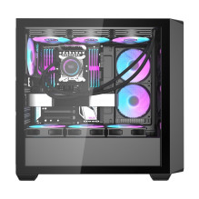 Kompiuterio korpusas - darkFlash DS900WD Midi Tower, 4 ARGB ventiliatoriai, grūdintas stiklas, juoda