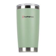 Termo puodelis - Humanas Fluo 600 ml Nerūdijančio Plieno, Dviguba Sienelė, Nepraleidžiantis - Žalias