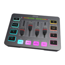 Garso Maišytuvas - Fifine SC3W 4-Kanalo XLR Maišytuvas Su 48V Phantom Energija, RGB Juodas Garso Maišytuvas - Fifine SC3W 4-Kanalo XLR Maišytuvas Su 48V Phantom Energija, RGB Juodas