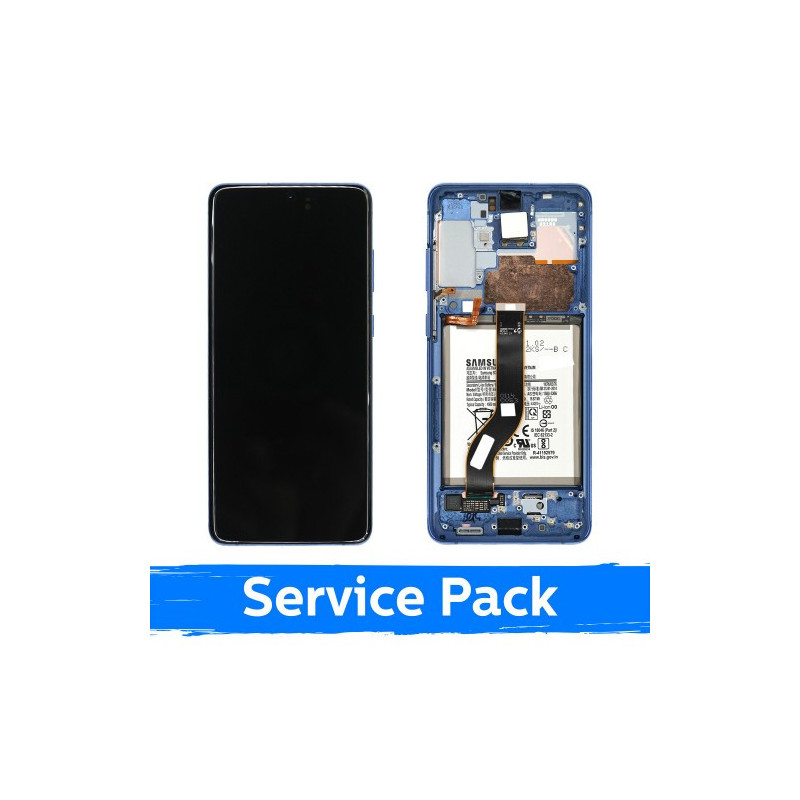 Ekranas skirtas Samsung G985 S20 Plus su rėmeliu / Aura Blue / (Service Pack) +INCLUDING BATTERY