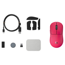 „Logitech G PRO X SUPERLIGHT 2C“ pelė – 5 mygtukai – belaidė, laidinė – 2,4 GHz, USB – rožinė