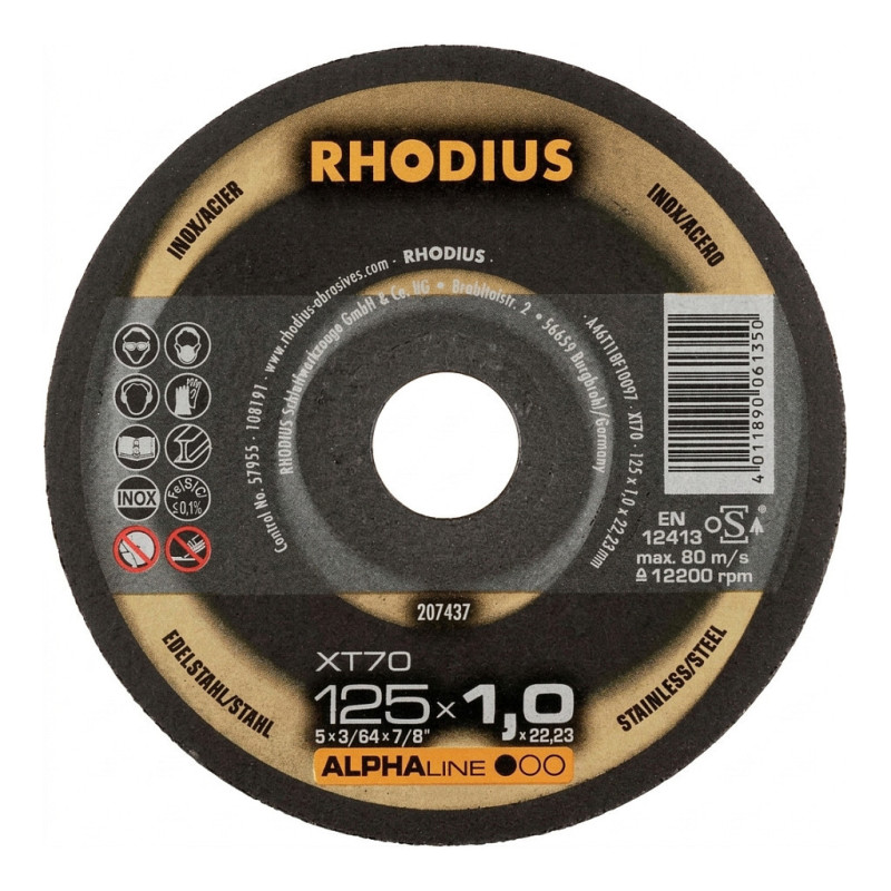 RHOD 207437 XT cutting discs XT 70 125x1.0x22.23