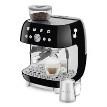Kavos Aparatas - SMEG EGF03BLEU Rankinis Espresso su Malūnėliu, Dviejų Termoblokų, Juodas Kavos Aparatas - SMEG EGF03BLEU Rankinis Espresso su Malūnėliu, Dviejų Termoblokų, Juodas