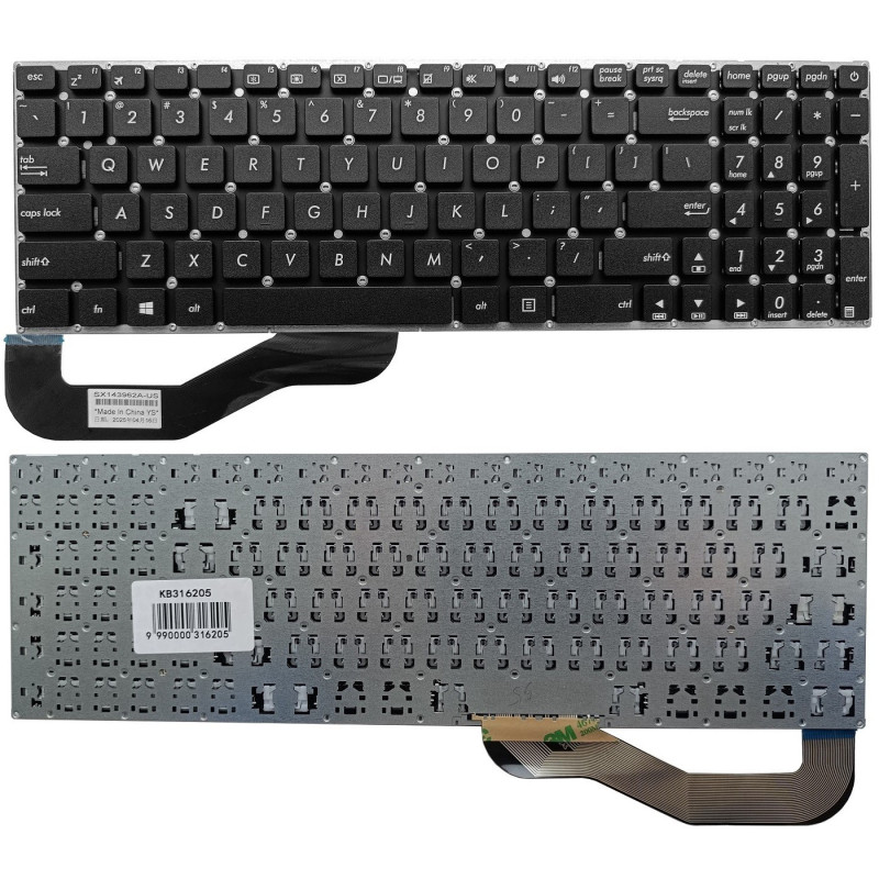 Nešiojamojo kompiuterio klaviatūra - ASUS R540 A540 K540 X540 Pakeitimas JAV Išdėstymas Juoda