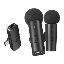 Mikrofonas - Fifine M8 Wireless Tie Microphone Set, 2vnt, USB-C, Juodas Mikrofonas - Fifine M8 Wireless Tie Microphone Set, 2vnt, USB-C, Juodas