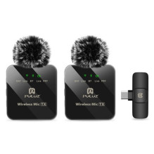 Mikrofonas - Belaidis Lavalier Dvigubas 2.4GHz Type-C Imtuvas 10m Diapazonas