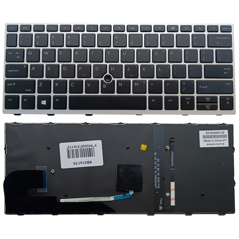Klaviatūra - HP Elitebook 730 735 830 G5 / G6 Pakeitimo Apšviestas Trackpoint Juodas Sidabrinis