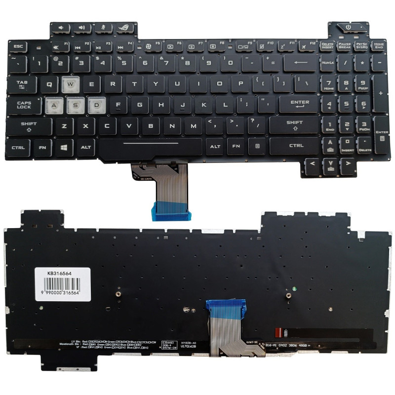 Nešiojamoji klaviatūra - ASUS ROG Strix Scar GL504 RGB US išdėstymas Juoda