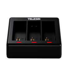 Baterijų Įkroviklis - Telesin S0-ECB-07-TGP 3-Kanalo USB-C įkroviklis su 2x 1900mAh baterijomis