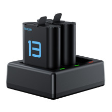 Baterijų Įkroviklis - Telesin S0-ECB-07-TGP 3-Kanalo USB-C įkroviklis su 2x 1900mAh baterijomis