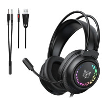 Ausinės - ONIKUMA X92 50mm garsiakalbiai, RGB apšvietimas, USB / 3,5mm Juoda