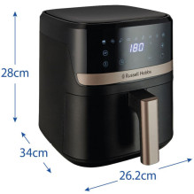 Karšto oro gruzdintuvė - Russell Hobbs SatisFry 4.3L, 9 funkcijos, 40-200°C, juoda Karšto oro gruzdintuvė - Russell Hobbs SatisFry 4.3L, 9 funkcijos, 40-200°C, juoda