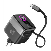 Maitinimo įkroviklis - Newell GaN 70 W TFT įkroviklis USB-C, USB-A, integruotas laidas Maitinimo įkroviklis - Newell GaN 70 W TFT įkroviklis USB-C, USB-A, integruotas laidas