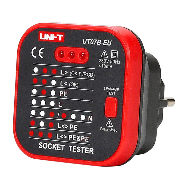 Elektros testeris - UNI-T UT07B-EU Maitinimo lizdo testeris, 30 mA nuotėkio srovė, 230 V