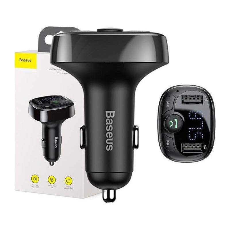 Transmiter FM Baseus Bluetooth 2xUSB microSD czarny