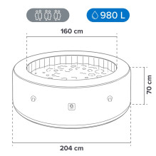 Garden spa, inflatable pool, AVENLI NICE 6-person hot tub, 204x70, silver Garden spa, inflatable pool, AVENLI NICE 6-person hot tub, 204x70, silver