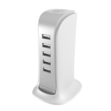 Dudao 5x USB charger with built-in EU power cable white (A5EU) Dudao 5x USB charger with built-in EU power cable white (A5EU)
