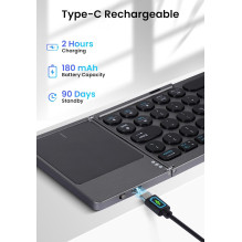 Riff KF86 Universal Folding Bluetooth Keyboard with Touchpad + Front Stand for Windows / Android / iOS / Mac OS / Smart Riff KF86 Universal Folding Bluetooth Keyboard with Touchpad + Front Stand for Windows / Android / iOS / Mac OS / Smart