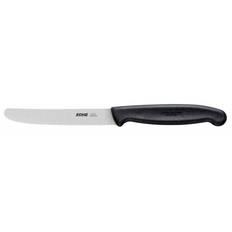 KOHE serrated knife, 104 mm, black