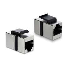 Delock Keystone module coupler RJ45 female to RJ45 female Cat.6 shielded metal silver / black
