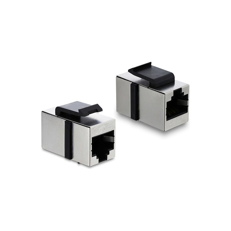 Delock Keystone module coupler RJ45 female to RJ45 female Cat.6 shielded metal silver / black