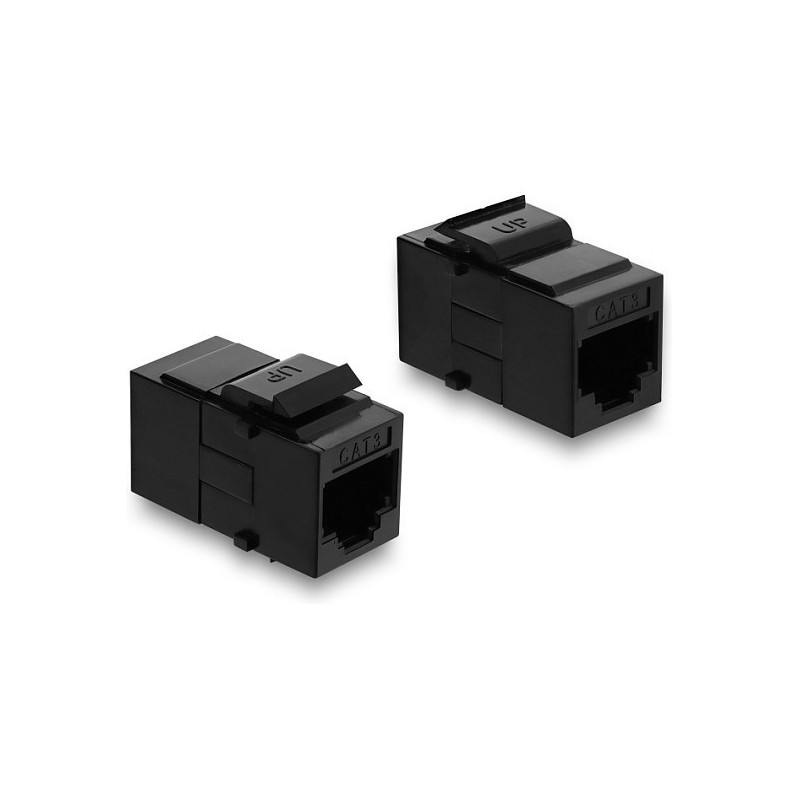 Delock Keystone module coupler RJ12 female to RJ12 female Cat.3 plastic black