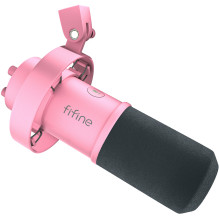 Mikrofonas - Fifine K688P Dinaminis USB-C / XLR, Kardioidinis, Realaus Laiko Stebėjimas, Rožinė Mikrofonas - Fifine K688P Dinaminis USB-C / XLR, Kardioidinis, Realaus Laiko Stebėjimas, Rožinė