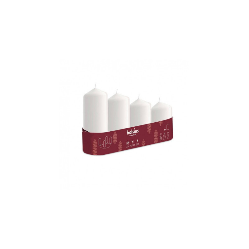 Bolsius Candle cylinder 4 pcs. Ø120, 100, 80, 60x48mm white