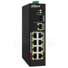 Network switch - Dahua PFS3110-8ET-96-V2, 9 ports, PoE, -40 to 75 °C